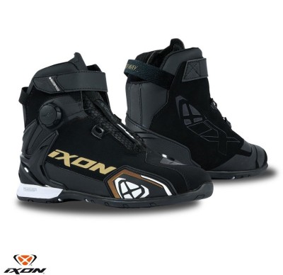 Ghete pentru scuter - motocicleta Roadster femei All Season Ixon model Bull 2 WP LS culoare: negru/alb/auriu (100% waterproof) 38 foto