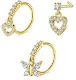 Cumpara ieftin Set 3 piercing-uri pentru nas Mayhoop 20G, auriu - RESIGILAT
