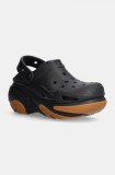 Crocs papuci Bubble Crush Clog femei, culoarea negru, cu platforma, 210061