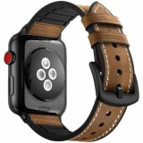Cumpara ieftin Curea iUni compatibila cu Apple Watch Ultra/SE/8/7/6/5/4/3/2/1, 40mm, Leather Strap, Dark Coffee
