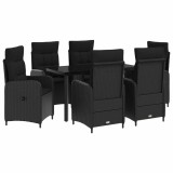 vidaXL Set masă de canapea cu pernă cu pernă 7 pcs Negru 3422479