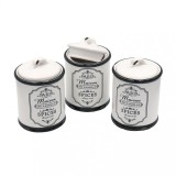 Set 3 recipiente PARIS SPICES, ceramica, Alb, 7x10 cm, Jovy