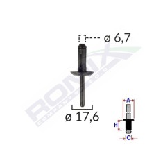 Popnit Plastic Universal 6.7X17.6Mm - Negru Set 10 Buc 140071 B13753-RMX