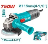 Polizor unghiular Total TG10711556E 750W, 12000rpm, disc 115mm, maner auxiliar