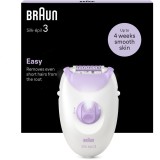 Epilator Braun Silk-&eacute;pil 3 3-000, MicroGrip, Smart Light, 20 de pensete, 2 viteze, Mov