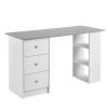 Birou calculator [en.casa] PAL Alb/Gri 120x49x72cm, 3 Sertare, 3 Polite - Birou modern