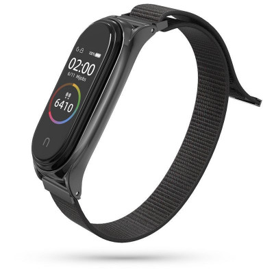 Curea Tech-Protect Nylon pentru Xiaomi Mi Smart Band 5/6/6 NFC Negru foto