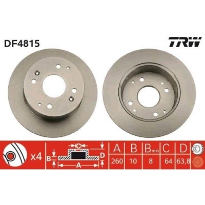 Set disc frana Honda Accord 6 (Ck Cg Ch Cf) 03.97-12.03, Accord 6 Hatch Clback (Ch Cl) 12.99-12.02, Spate, 260X10mm, plin, TRW foto