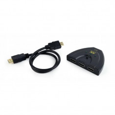 CABLU video GEMBIRD switch 3 x HDMI (M) la HDMI (T) 0.5m rezolutie maxima 4K UHD (3840 x 2160) la 60 Hz conecteaza 3 dispozitive la 1 TV indicator LED