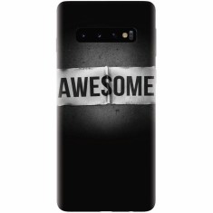 Husa silicon pentru Samsung Galaxy S10, Awesome Label Dark