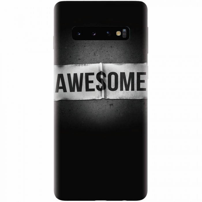 Husa silicon pentru Samsung Galaxy S10 Plus, Awesome Label Dark