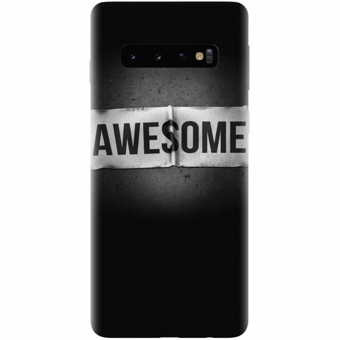 Husa silicon pentru Samsung Galaxy S10, Awesome Label Dark