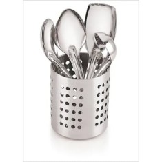 Set ustensile pentru bucatarie, cu 4 piese, din inox, cu suport de inox inclus, compatibil cu masina de spalat vase, argintiu