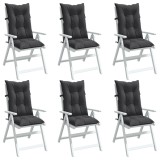 Perne scaun cu spătar &icirc;nalt, 6 buc. antracit 120x50x7 cm textil