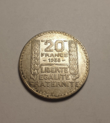 Franta 20 Franci 1938 Aunc Unc foto