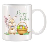 Cana alba personalizata pentru Paste Happy Easter, INOVATIX&reg;. 330ml, Oem