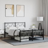 VidaXL Cadru pat metalic cu tăblie de cap/picioare, negru, 140x190 cm