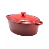 Oala din fonta emailata rosie pentru gatit rata, 8,5 litri, 36 cm Handy KitchenServ