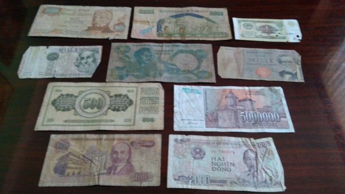 10 bancnote rupte, uzate, cu defecte (cele din imagine) #13