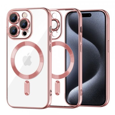 Husa MagSafe pentru Apple iPhone 15 Pro, Techsuit, Luxury Crystal, Roz foto