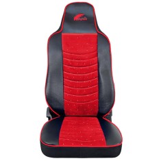 Set Huse Scaun Truck Umbrella Pentru Man Tgx Euro 6 Piele Ecologica Neagra + Velvet Rosu (2021-) 154466 con45174 foto