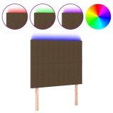 Cumpara ieftin Tablie de pat cu LED, maro inchis, 90x5x118/128 cm, textil