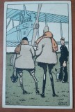 Carte postala, circulata, desen de Edwin Henel, 1918