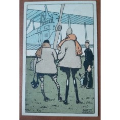 Carte postala, circulata, desen de Edwin Henel, 1918