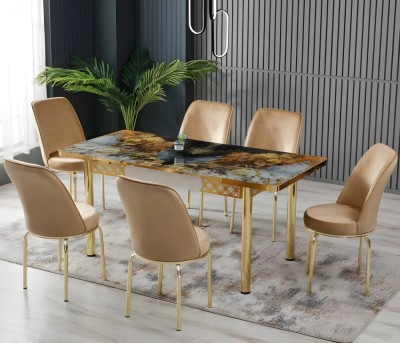 Set masa extensibila cu 6 scaune Lux Culoare Crem foto