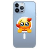 Husa personalizata apple iphone 15 pro max, magsafe, pleading face with hearts