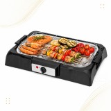 Gratar Electric Tasty Fara Fum, 2000W, Termostat cu 5 Trepte, Grill Detasabil, Suprafata Antiaderenta, Negru
