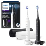 Set 2 Periute de dinti electrice Philips Sonicare Seria 7100, 4 moduri de periaj, 3 niveluri de intensitate, Senzor de presiune cu vibratii si inel lu