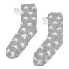 șosete Lungi Damă, Gri, Imprimeu Stele, Căptușeală Blană, Talpă Antiderapantă, 1 Pereche, Oem