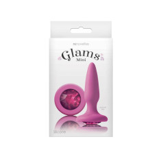 Glams Mini Gem - Dop Anal Roz cu Diamant, 8.5 cm