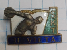 Insigna SKT, discobol, loc II, anii 1950 foto