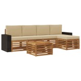 vidaXL Set de canapele de exterior cu pernă 6 pcs Natural și Bej 3384274