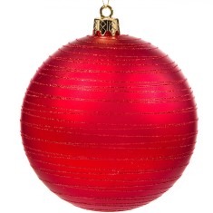 Glob Brad Craciun, Model Mat Glitter, Culoare Rosie, Diametru 15cm, Material Plastic