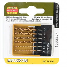 Set burghie HSS pentru lemn si plastic cu pin pentru centrare Proxxon 28876, O1.5-O4 mm, 6 piese foto