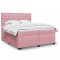 vidaXL Pat box spring cu saltea, roz, 200x200 cm, catifea 3291019