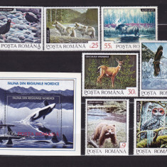 ROMANIA 1992 LP 1300 LP 1301 FAUNA DIN REGIUNILE NORDICE SERIE+COLITA MNH