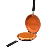 Tigaie dubla pentru clatite FOXMAG24, antiaderenta, manere reci, crem, 20 cm