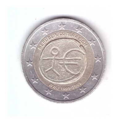Moneda 2 euro Austria 2009 EMU Uniunea Economica si Monetara, circulata, curata foto