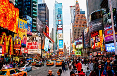Fototapet de perete autoadeziv si lavabil Ziua in Time Square, 270 x 200 cm foto