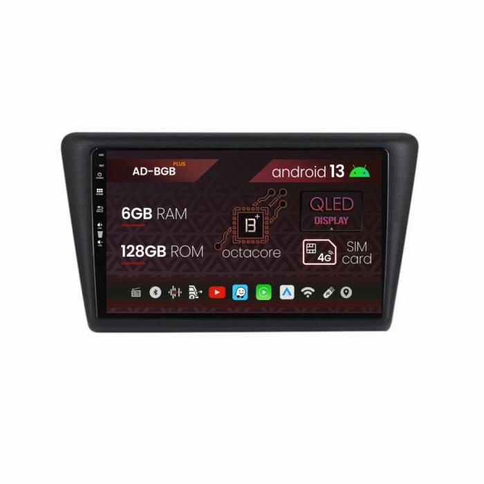 Navigatie Seat Toledo Skoda Rapid (2012-2019), Android 13, B-Octacore 6GB RAM + 128GB ROM, 9 Inch - AD-BGB9006+AD-BGRKIT026V2