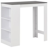 Cumpara ieftin Masa bar cu rafturi, alb, 110x50x103 cm