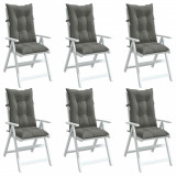 vidaXL Perne scaun cu spătar &icirc;nalt 6 buc. melanj gri 120x50x7cm textil