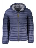 Cumpara ieftin Jacheta matlasata barbati, cu 2 buzunare exterioare, cu gluga, logo, bleumarin, XL