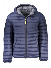 Jacheta matlasata barbati, cu 2 buzunare exterioare, cu gluga, logo, bleumarin, S