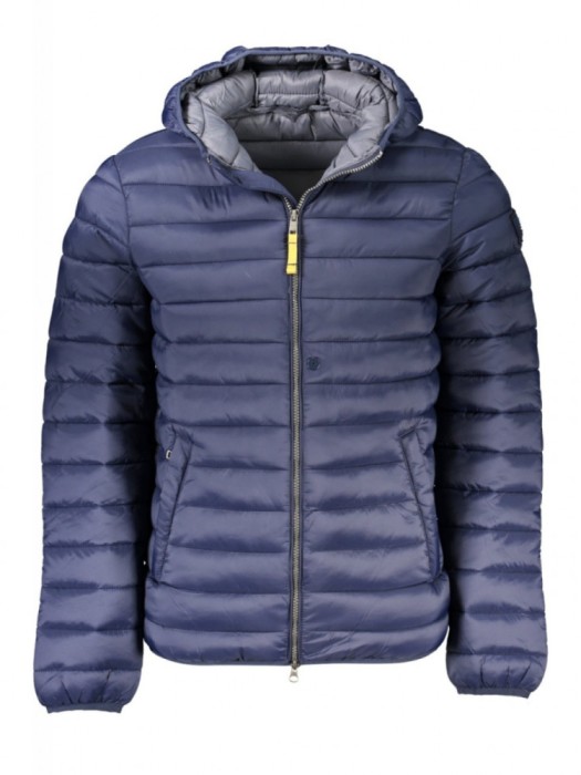 Jacheta matlasata barbati, cu 2 buzunare exterioare, cu gluga, logo, bleumarin, S