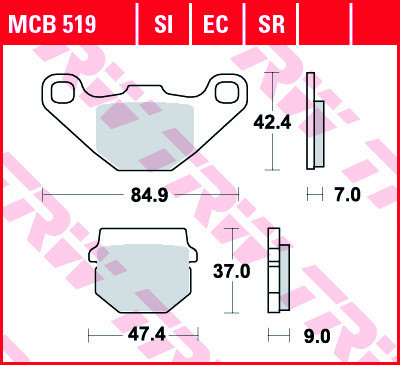 Set placute frana TRW MCB519 - CPI Hussar - Popcorn &amp;ndash; Peugeot Speedfight &amp;ndash; Trekker &amp;ndash; Vivacity &amp;ndash; PGO Big Max 50cc foto